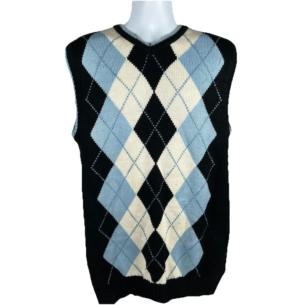 Dtek Jeans Vintage Y2K‎ Argyle Sweater Vest Men's XL